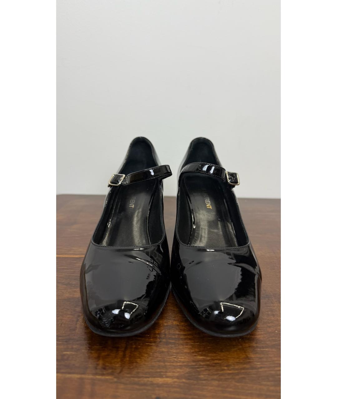 SAINT LAURENT Черные туфли из лакированной кожи, фото 2