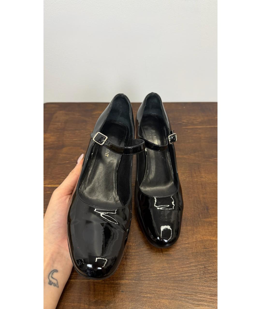 SAINT LAURENT Черные туфли из лакированной кожи, фото 3