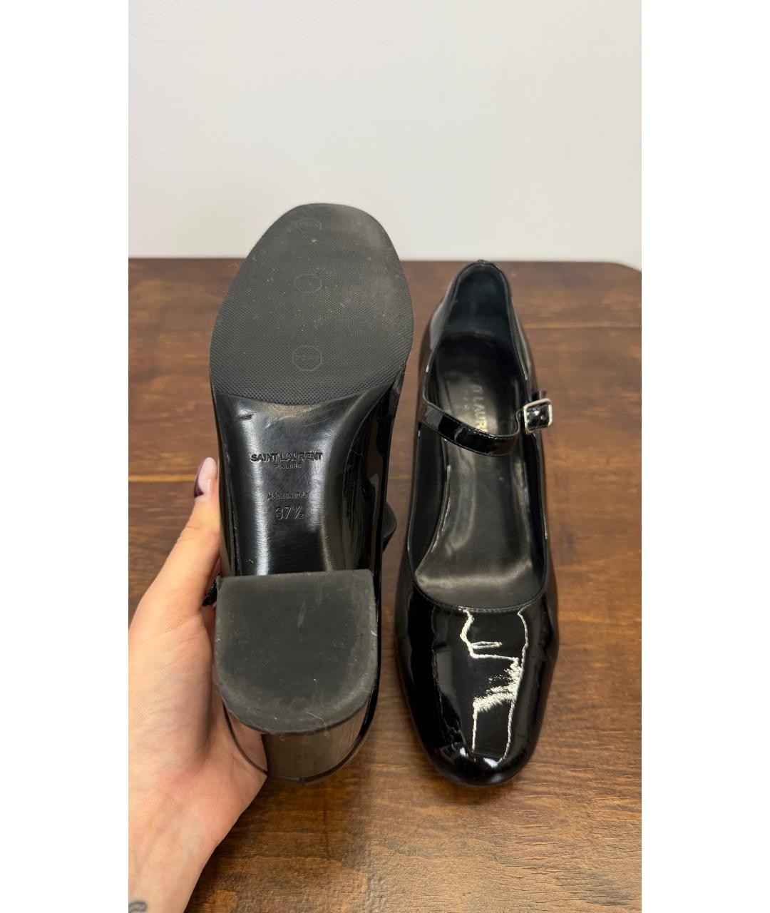 SAINT LAURENT Черные туфли из лакированной кожи, фото 5