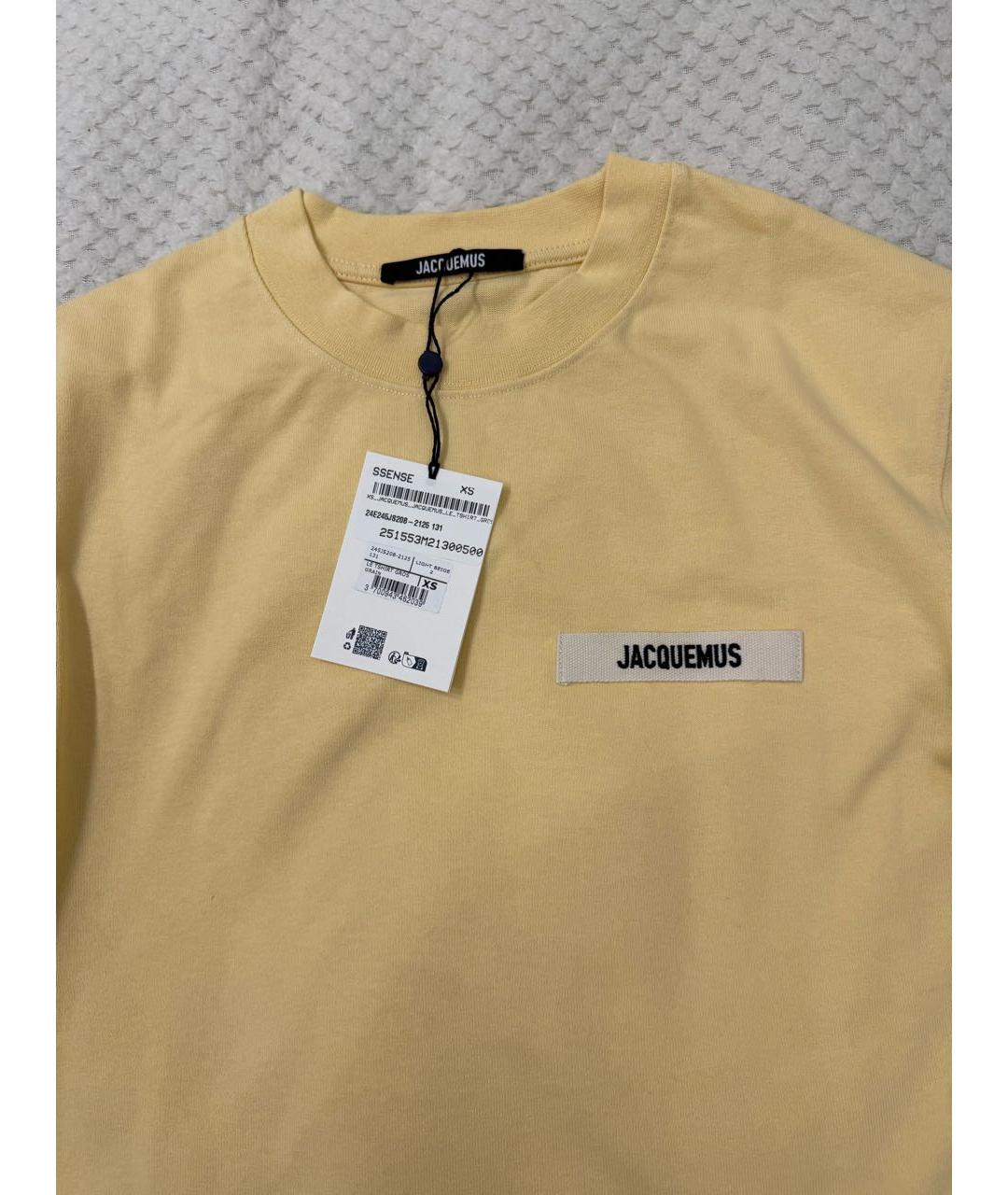 JACQUEMUS Желтая хлопковая футболка, фото 3