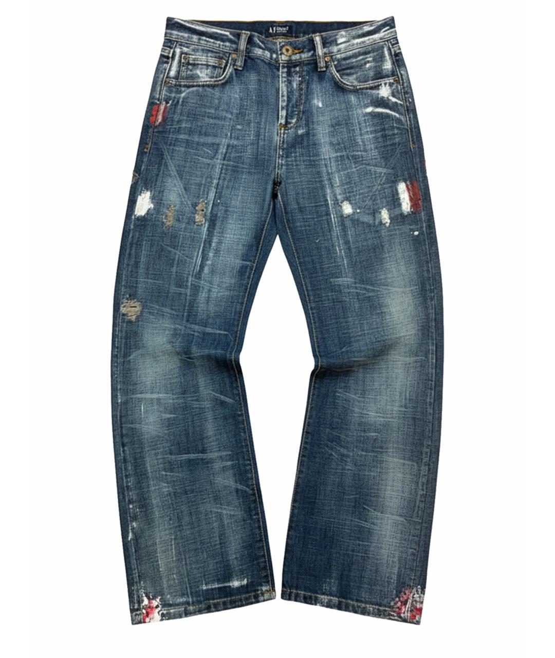 ARMANI JEANS Синие хлопковые прямые джинсы, фото 1