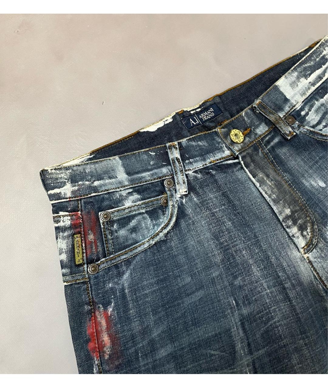 ARMANI JEANS Синие хлопковые прямые джинсы, фото 7