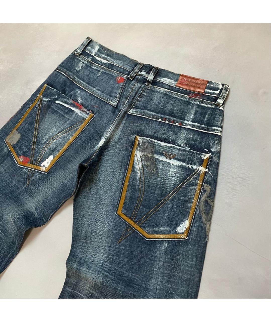 ARMANI JEANS Синие хлопковые прямые джинсы, фото 4