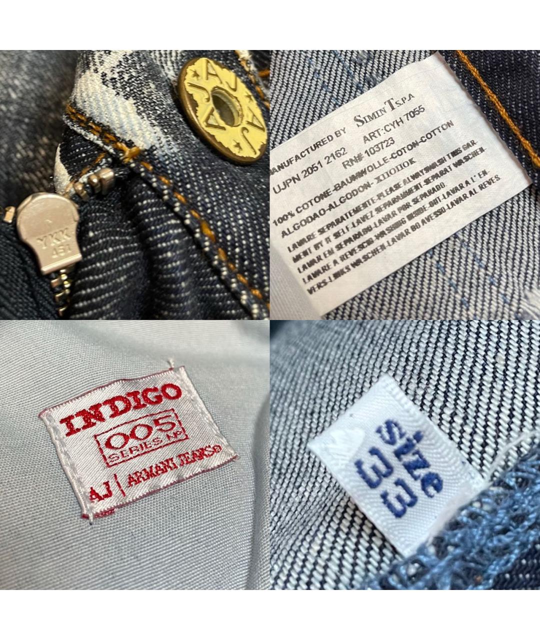 ARMANI JEANS Синие хлопковые прямые джинсы, фото 8