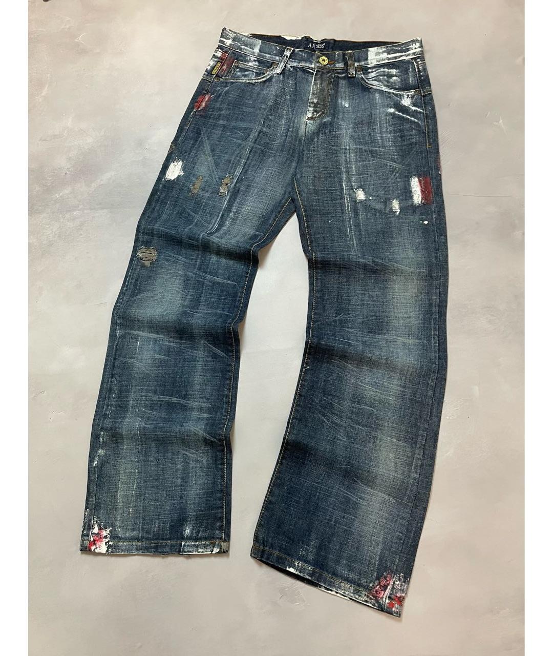 ARMANI JEANS Синие хлопковые прямые джинсы, фото 2