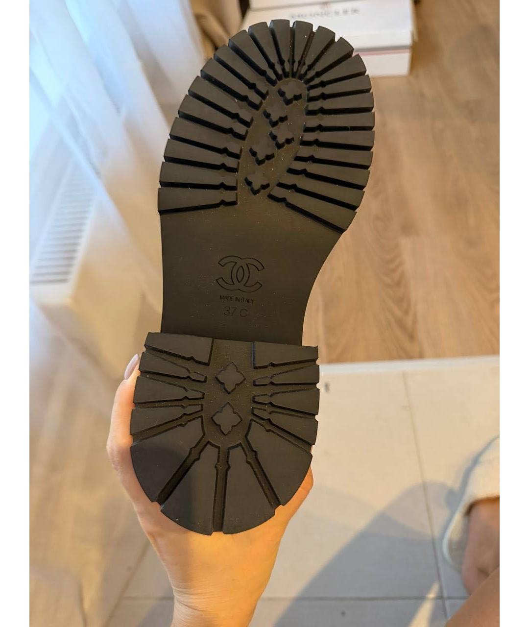 CHANEL Черные кожаные ботинки, фото 5