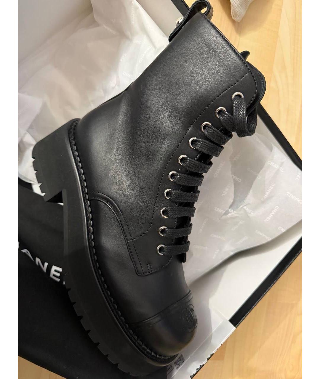 CHANEL Черные кожаные ботинки, фото 4