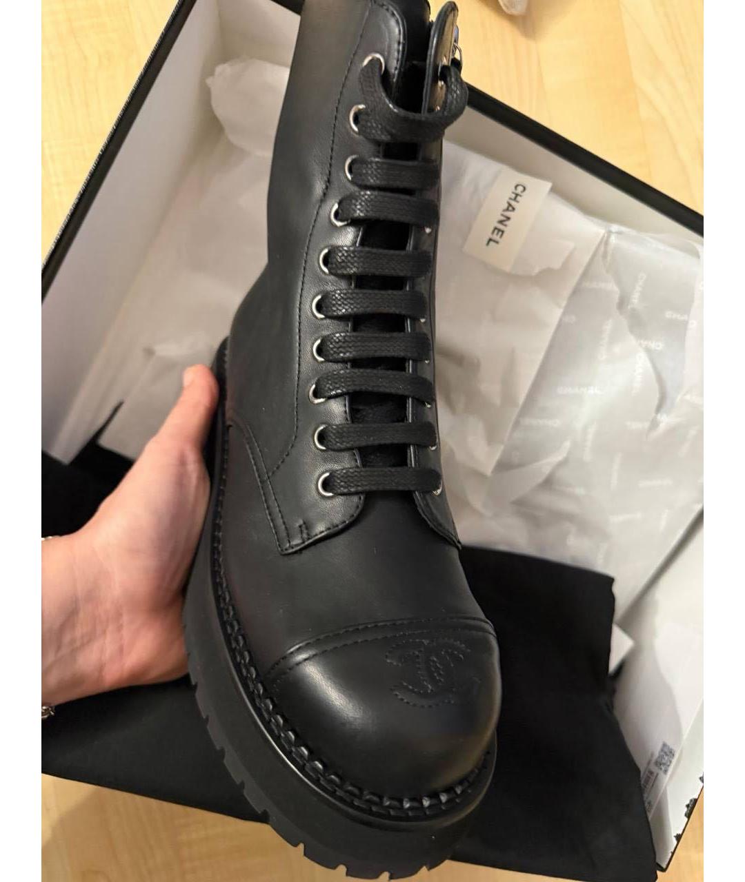 CHANEL Черные кожаные ботинки, фото 7