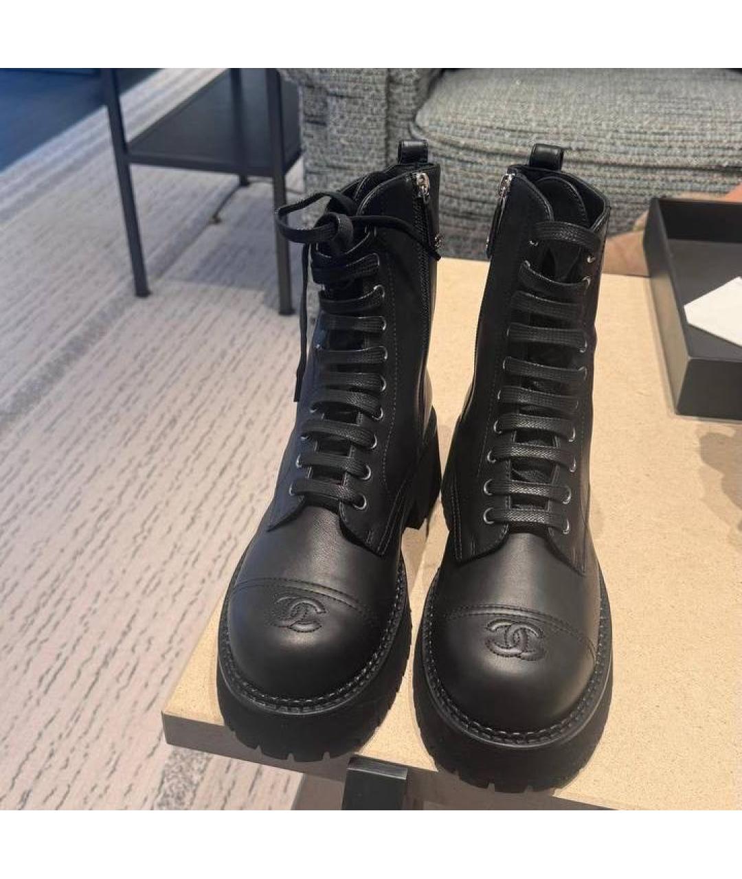 CHANEL Черные кожаные ботинки, фото 2