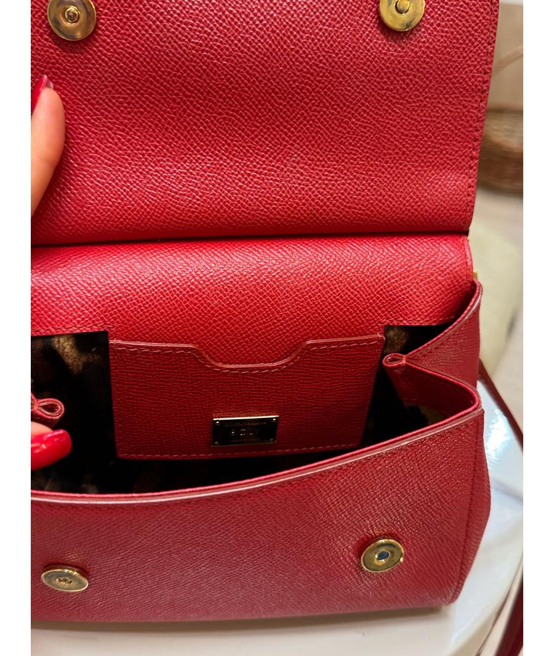 DOLCE&GABBANA Красная кожаная сумка через плечо, фото 4