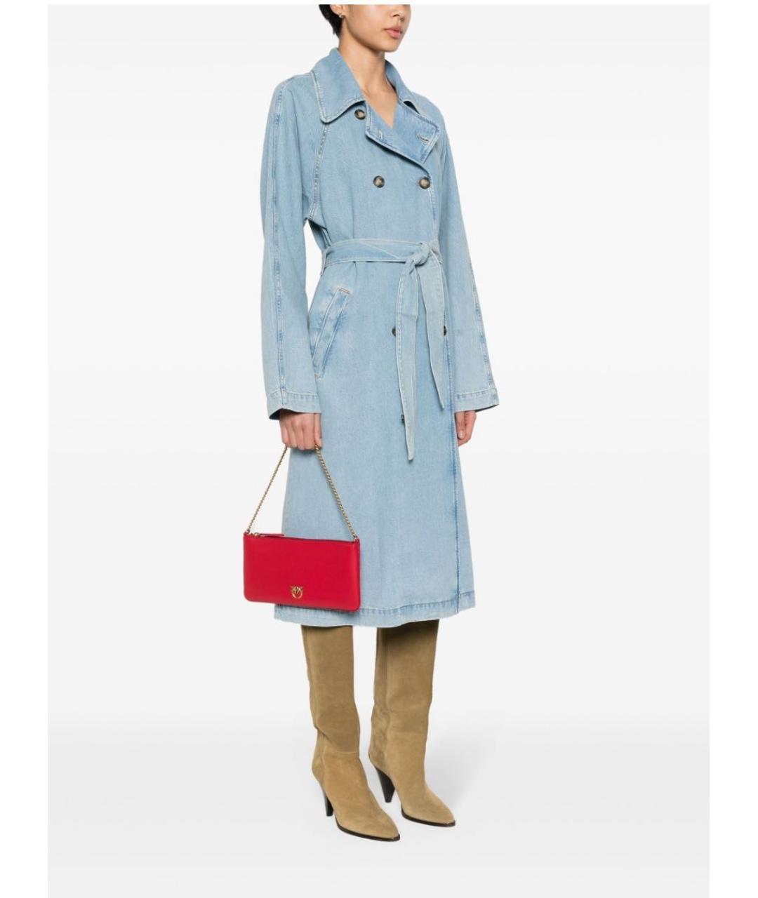 PINKO Красная кожаная сумка с короткими ручками, фото 7