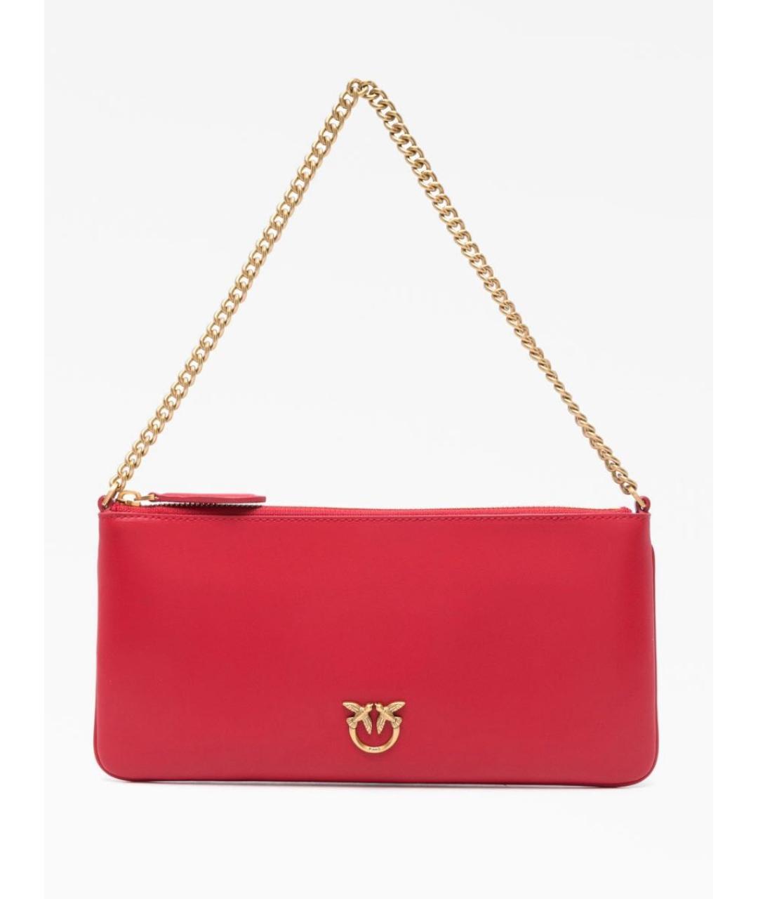 PINKO Красная кожаная сумка с короткими ручками, фото 9