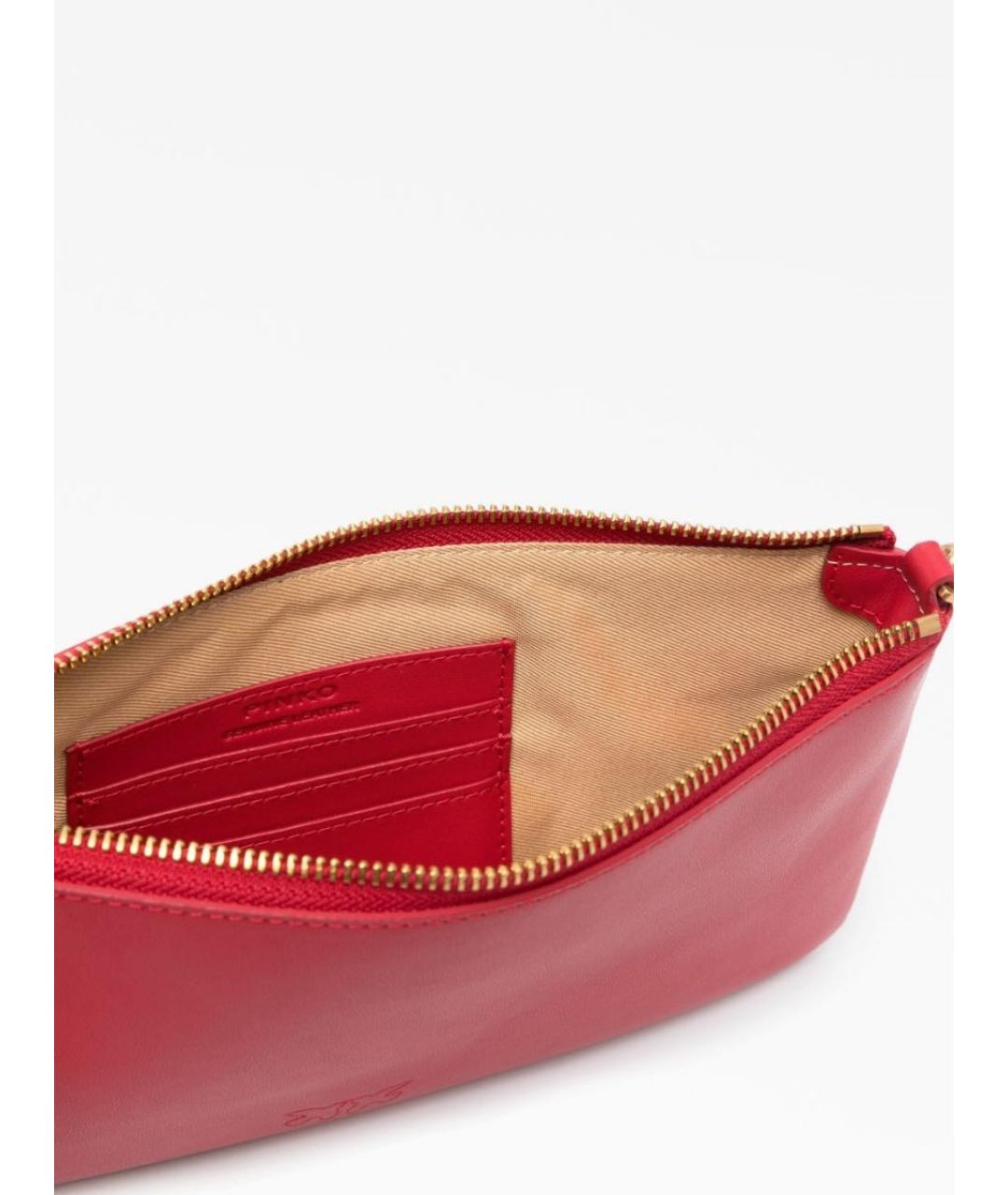 PINKO Красная кожаная сумка с короткими ручками, фото 8