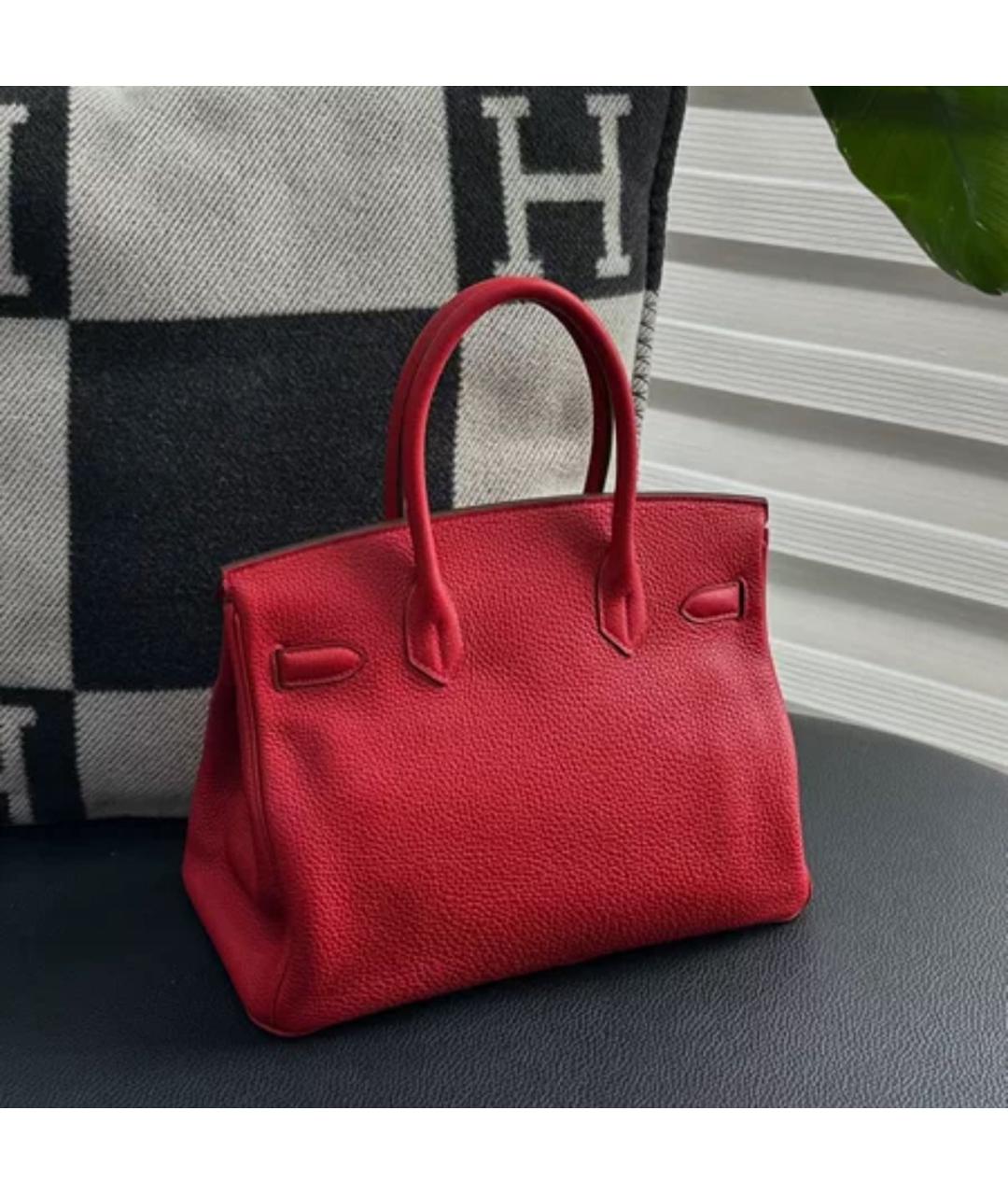 HERMES Красная кожаная сумка с короткими ручками, фото 2