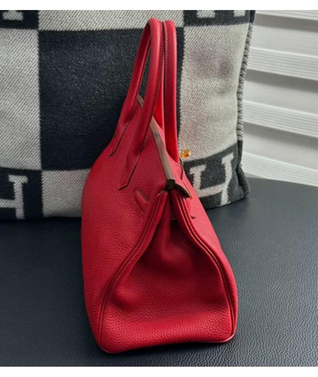 HERMES Красная кожаная сумка с короткими ручками, фото 5