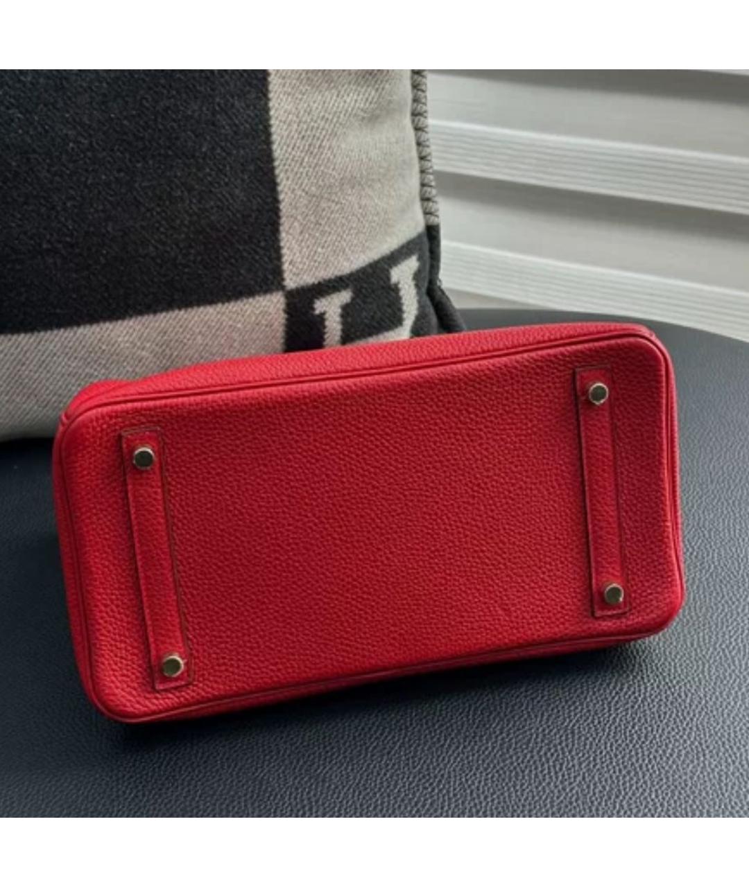 HERMES Красная кожаная сумка с короткими ручками, фото 3