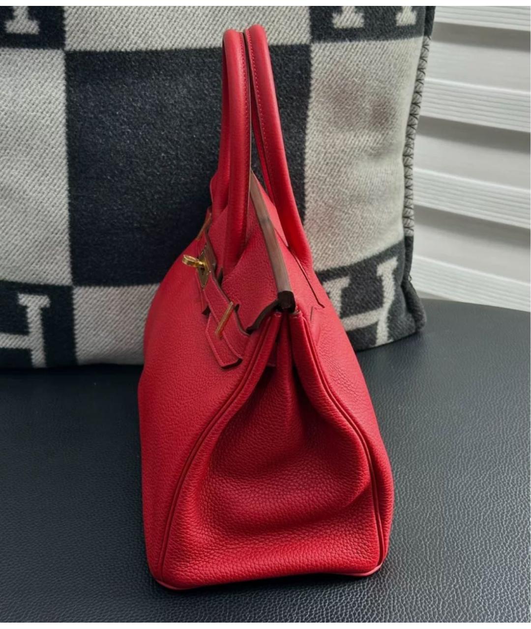HERMES Красная кожаная сумка с короткими ручками, фото 6