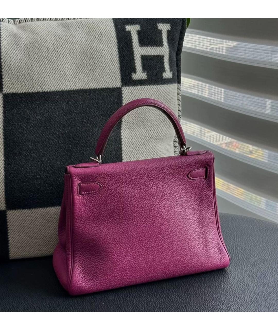 HERMES Розовая кожаная сумка с короткими ручками, фото 2