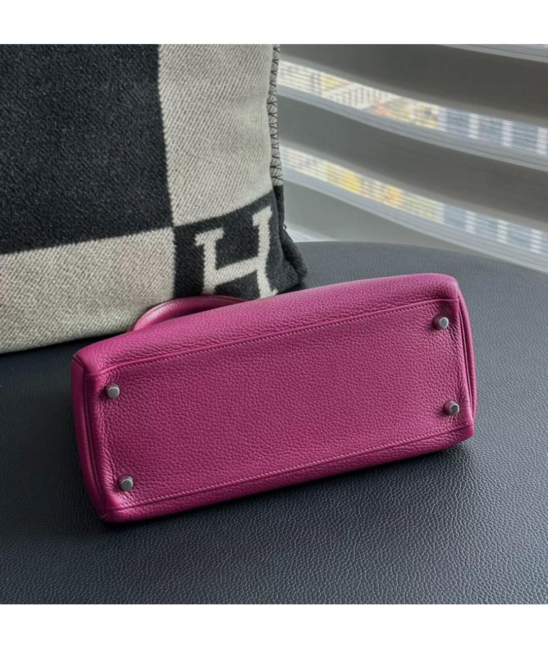 HERMES Розовая кожаная сумка с короткими ручками, фото 3