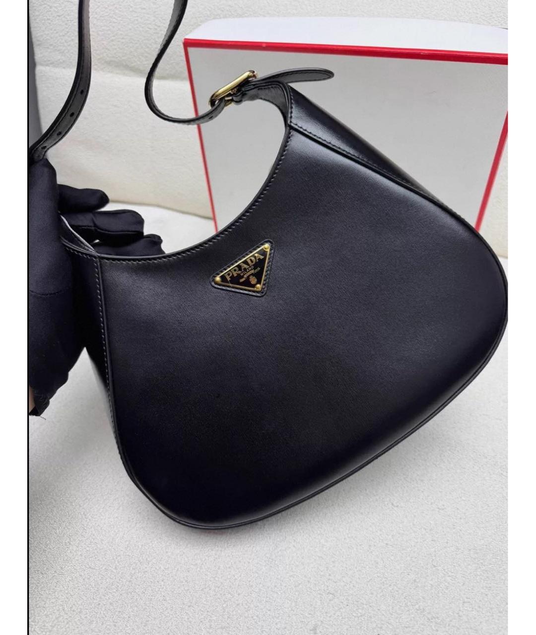 PRADA Черная кожаная сумка с короткими ручками, фото 4