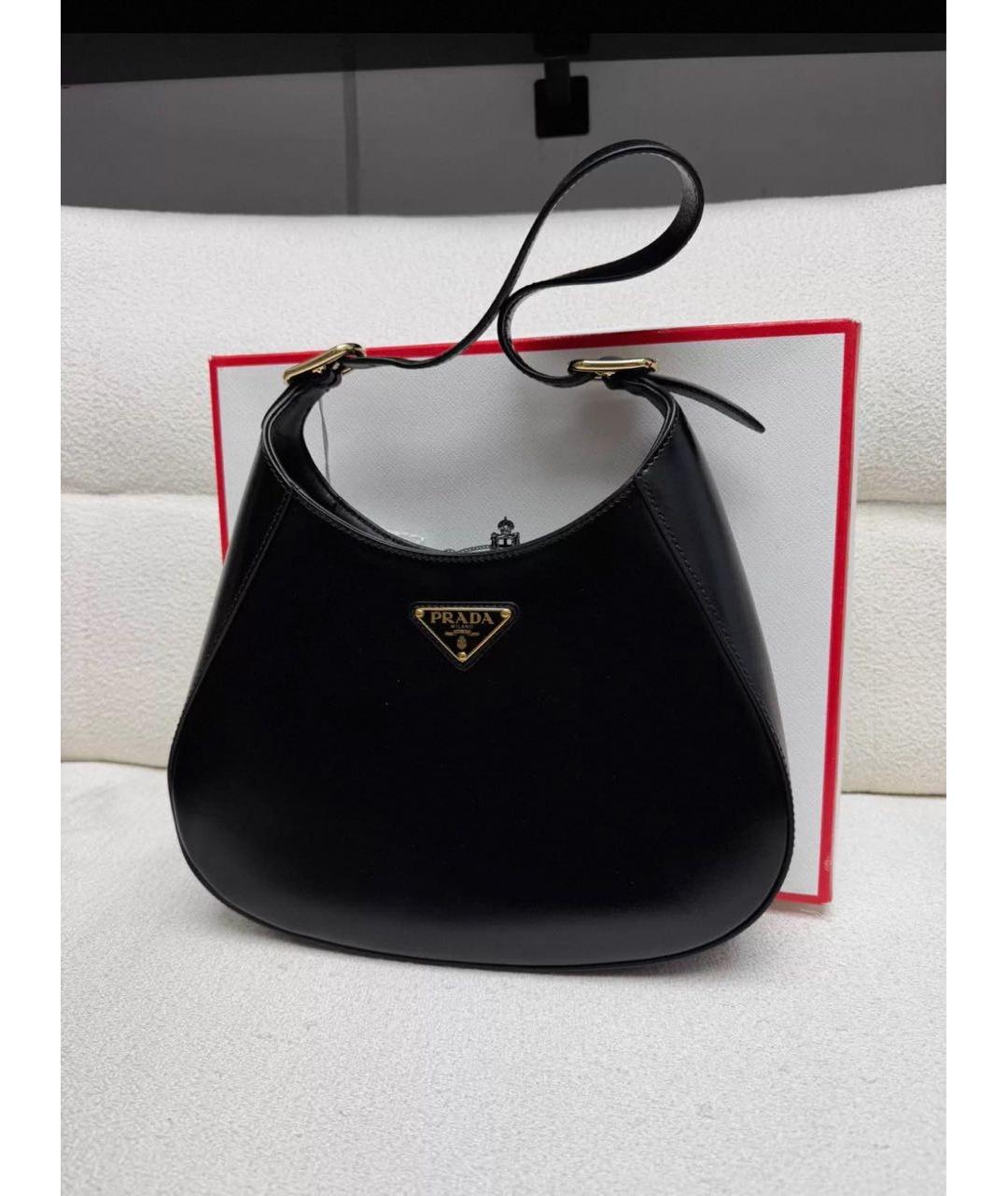 PRADA Черная кожаная сумка с короткими ручками, фото 2