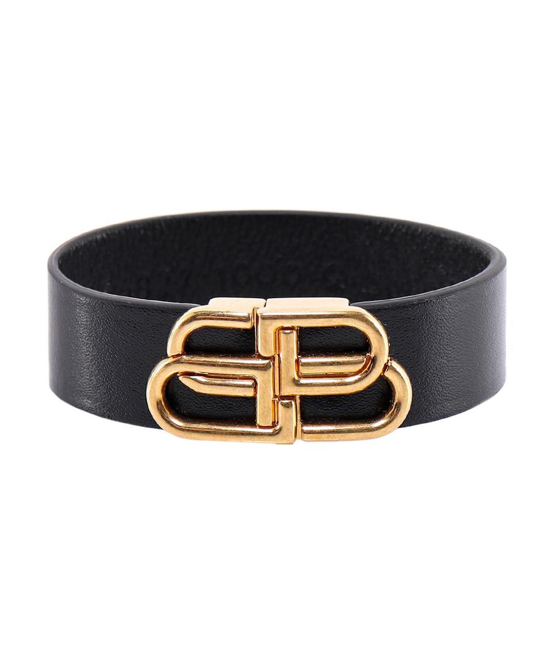 BALENCIAGA Черный кожаный браслет, фото 1