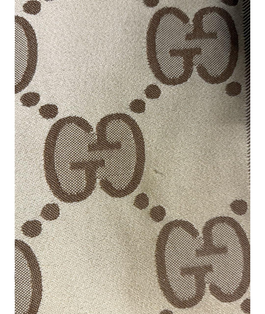 GUCCI Бежевый шерстяной шарф, фото 4