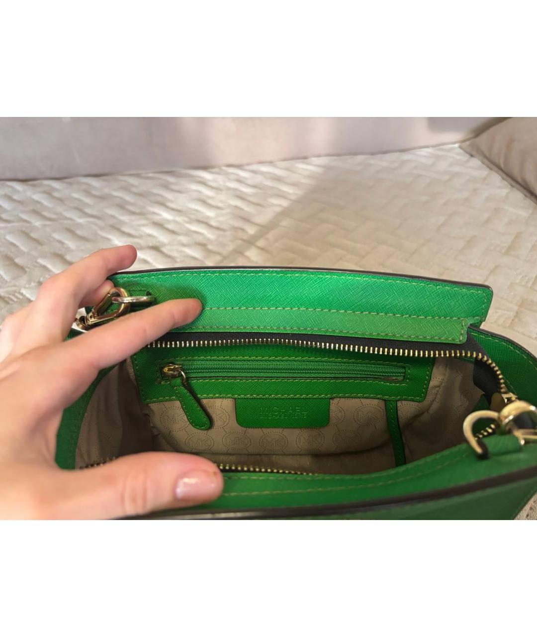 MICHAEL KORS Зеленая кожаная сумка через плечо, фото 4