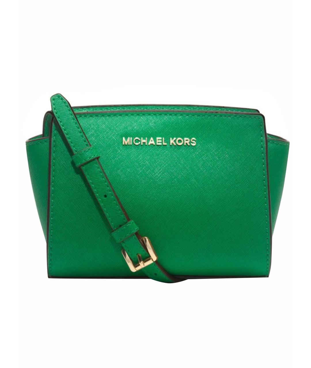 MICHAEL KORS Зеленая кожаная сумка через плечо, фото 1