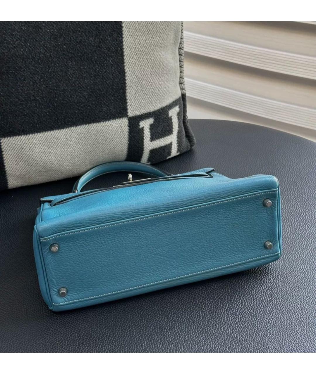HERMES Голубая кожаная сумка через плечо, фото 4