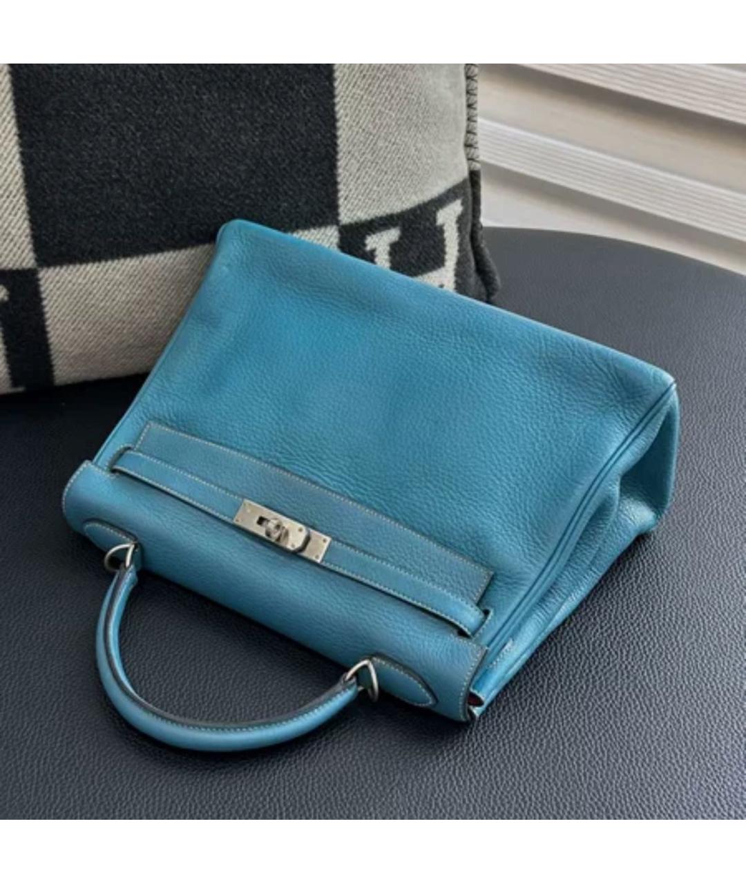 HERMES Голубая кожаная сумка через плечо, фото 3