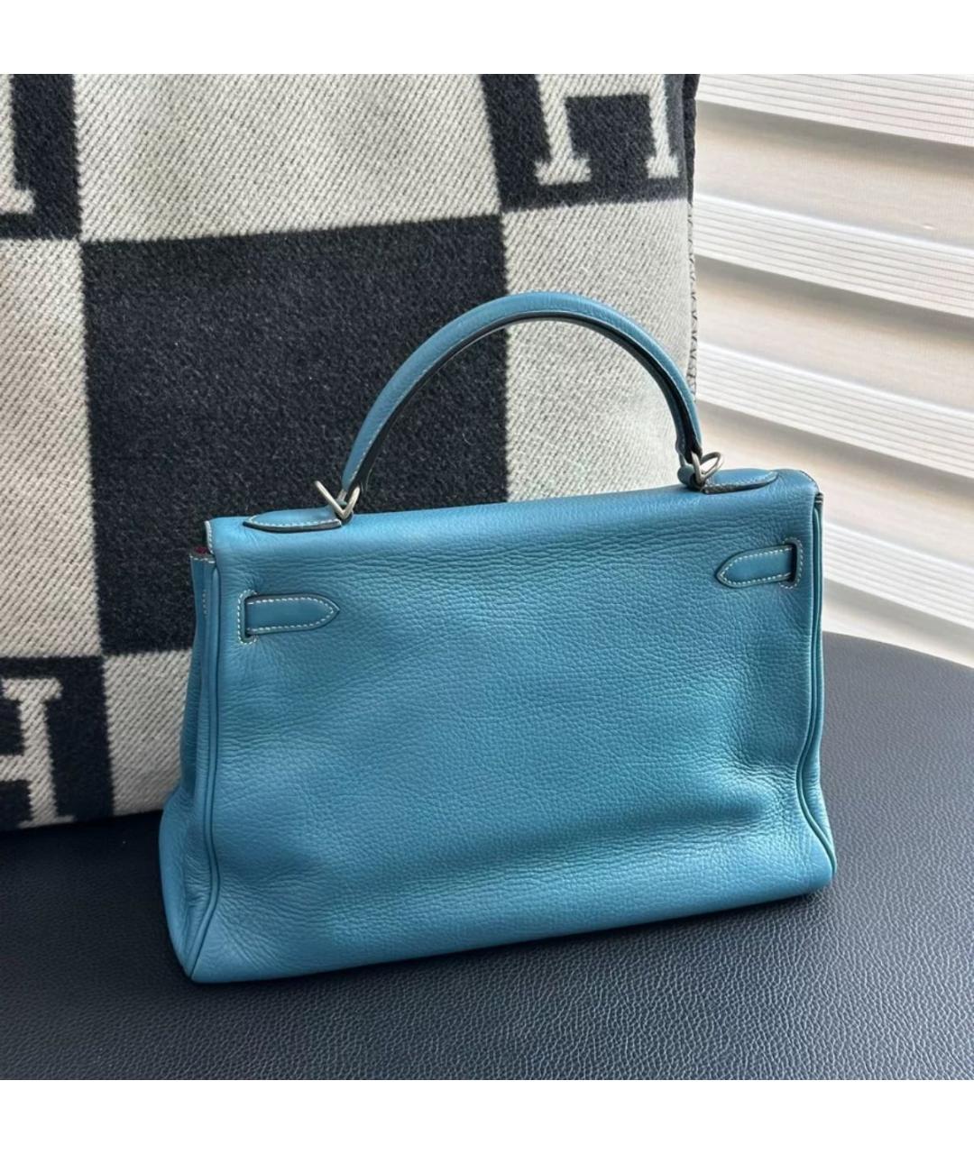 HERMES Голубая кожаная сумка через плечо, фото 2