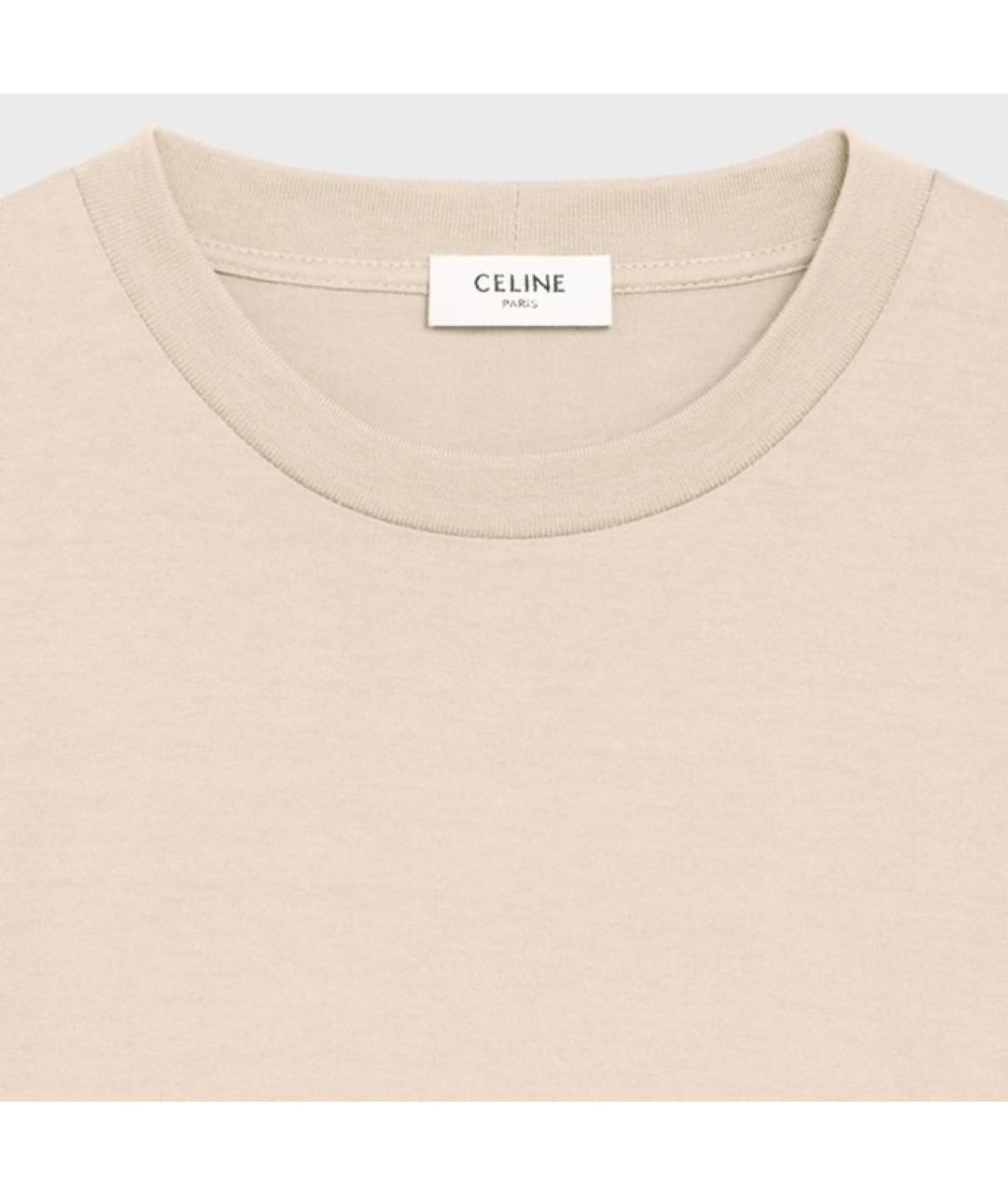 CELINE Бежевая хлопковая футболка, фото 4