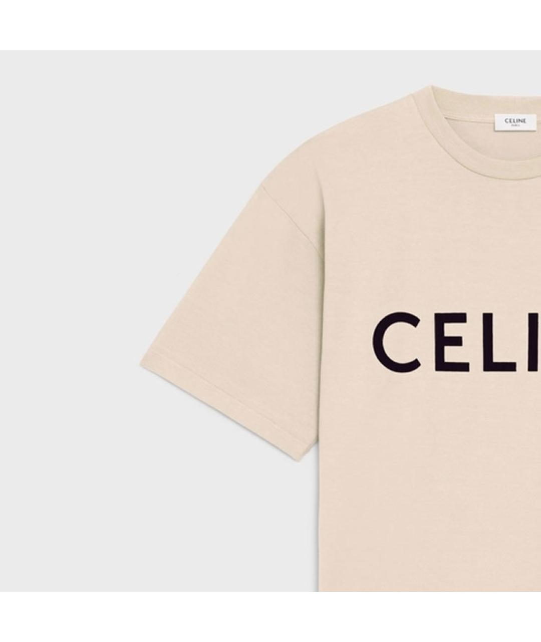 CELINE Бежевая хлопковая футболка, фото 7