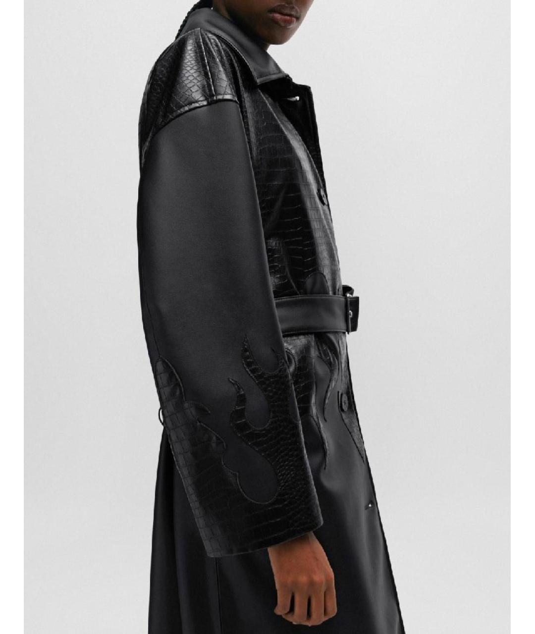 HUGO Черное полиуретановое пальто, фото 4