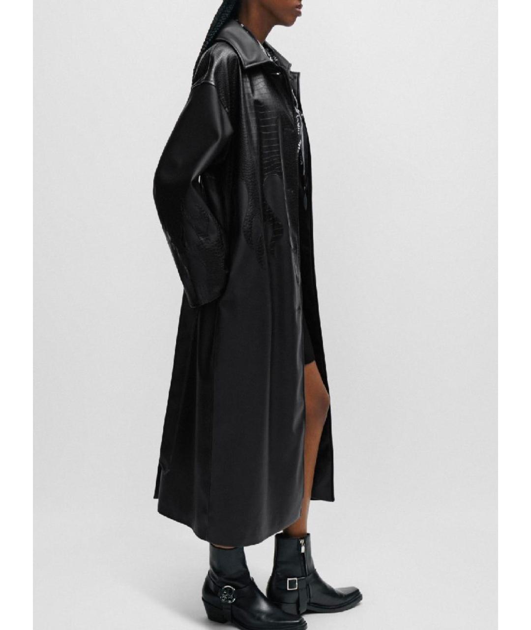 HUGO Черное полиуретановое пальто, фото 3