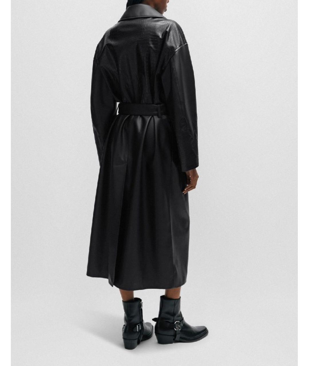 HUGO Черное полиуретановое пальто, фото 2