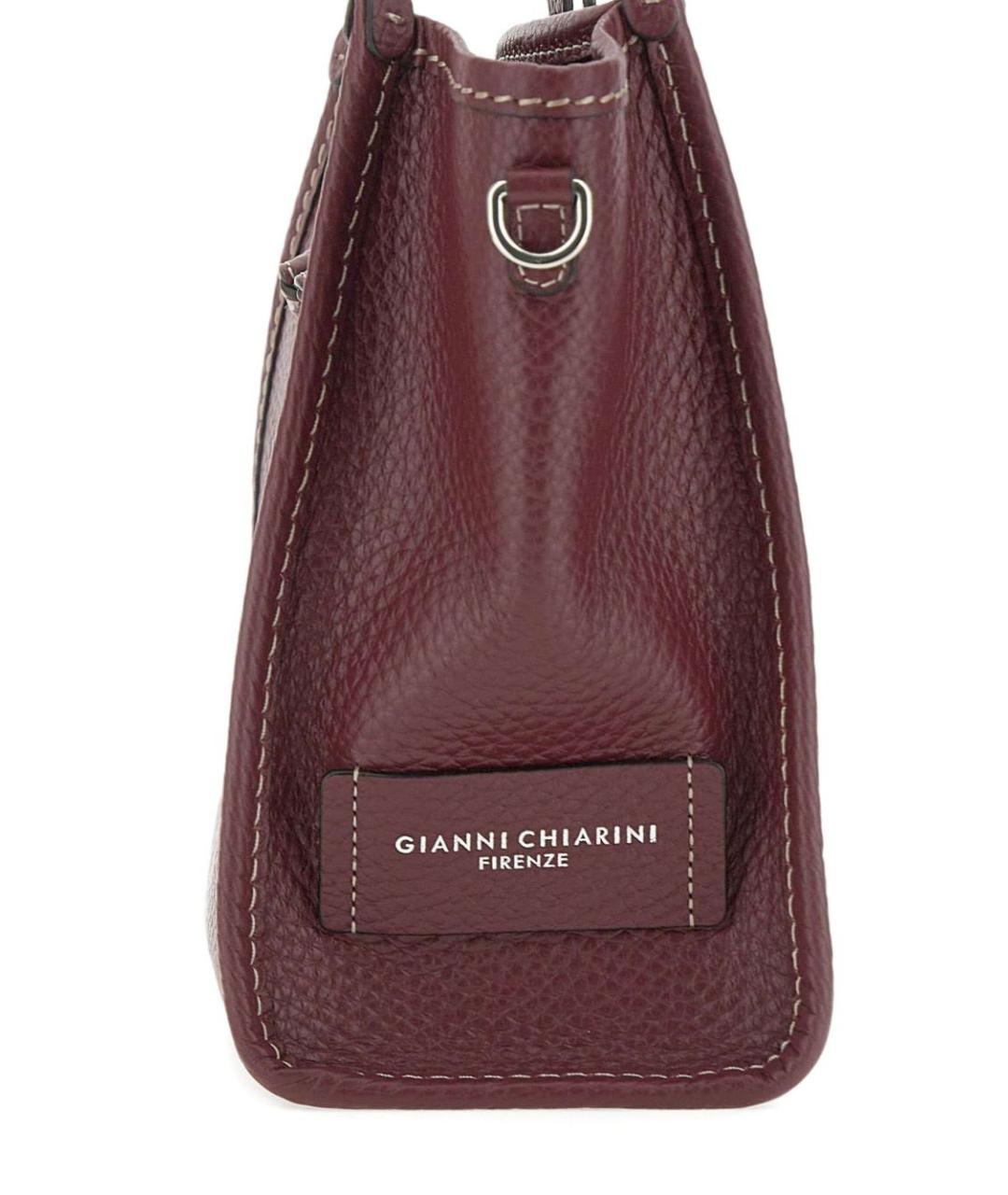 Gianni Chiarini Бордовая кожаная сумка тоут, фото 3