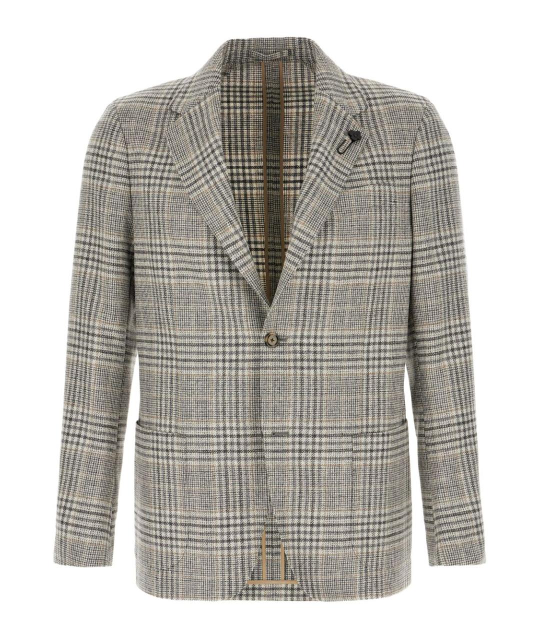 LARDINI Серый шерстяной пиджак, фото 1