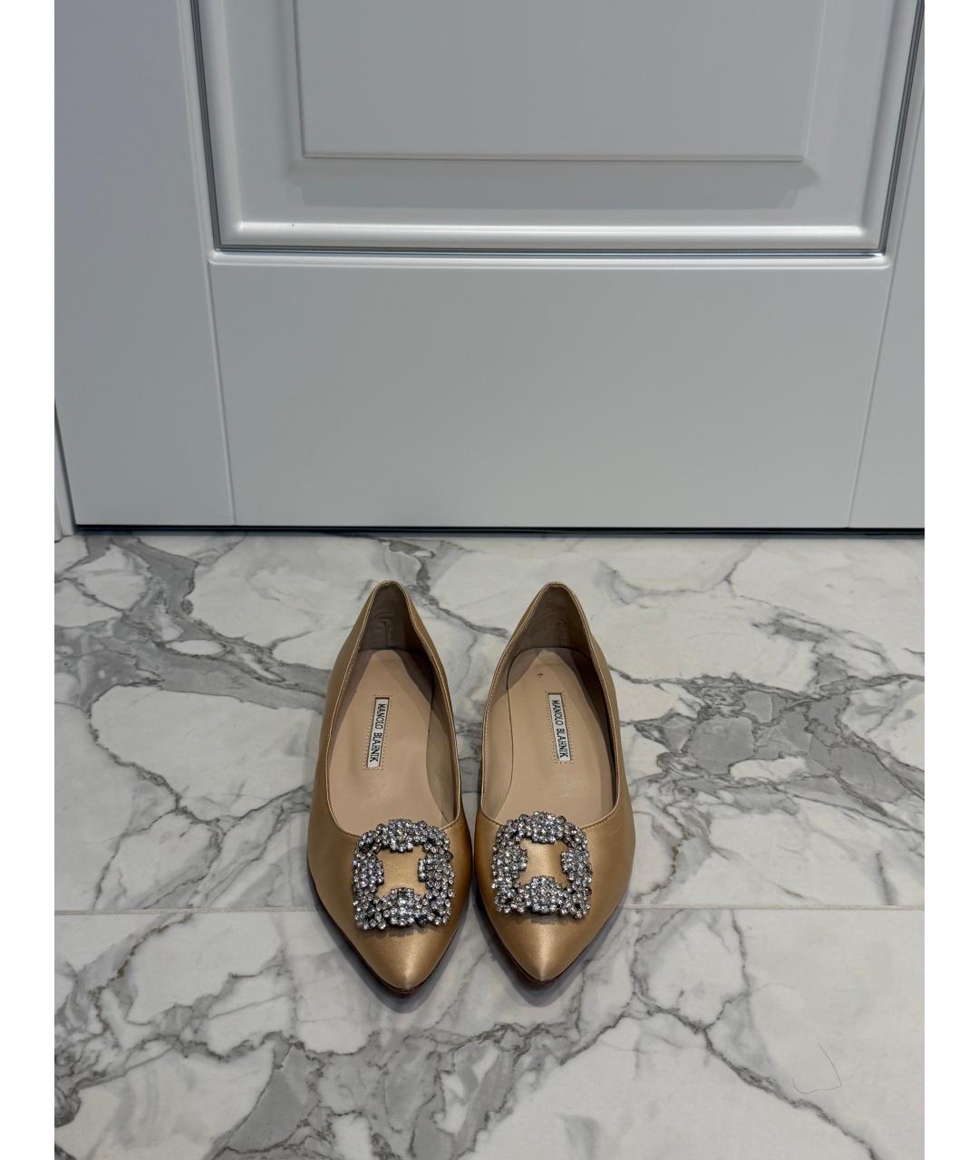 MANOLO BLAHNIK Бежевые текстильные балетки, фото 2