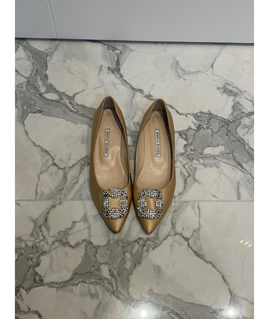 MANOLO BLAHNIK Бежевые текстильные балетки, фото 5