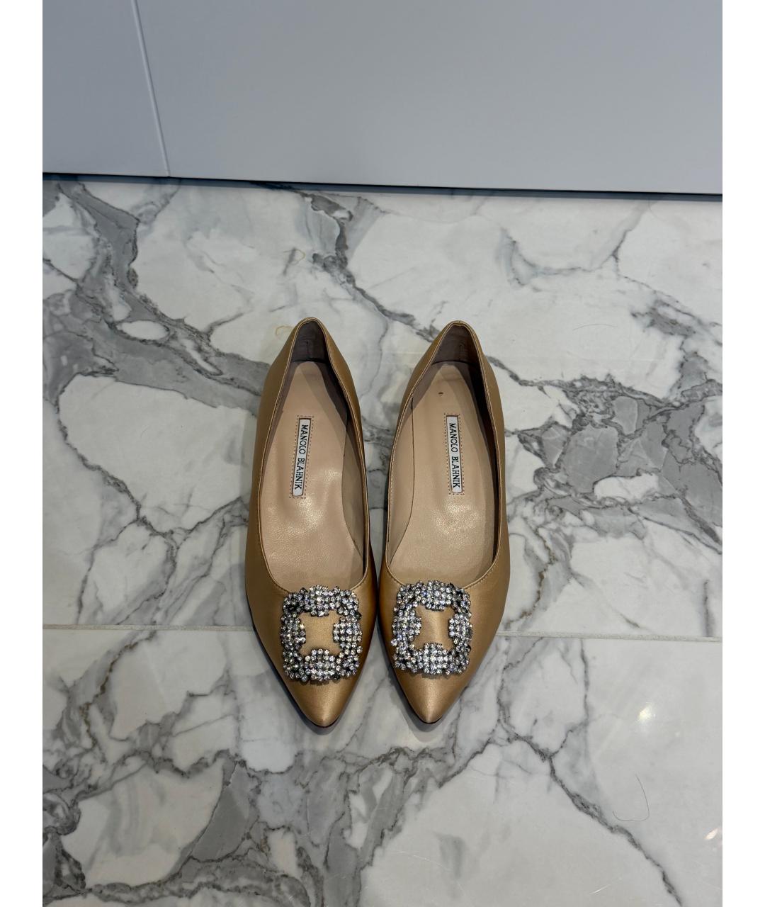 MANOLO BLAHNIK Бежевые текстильные балетки, фото 6