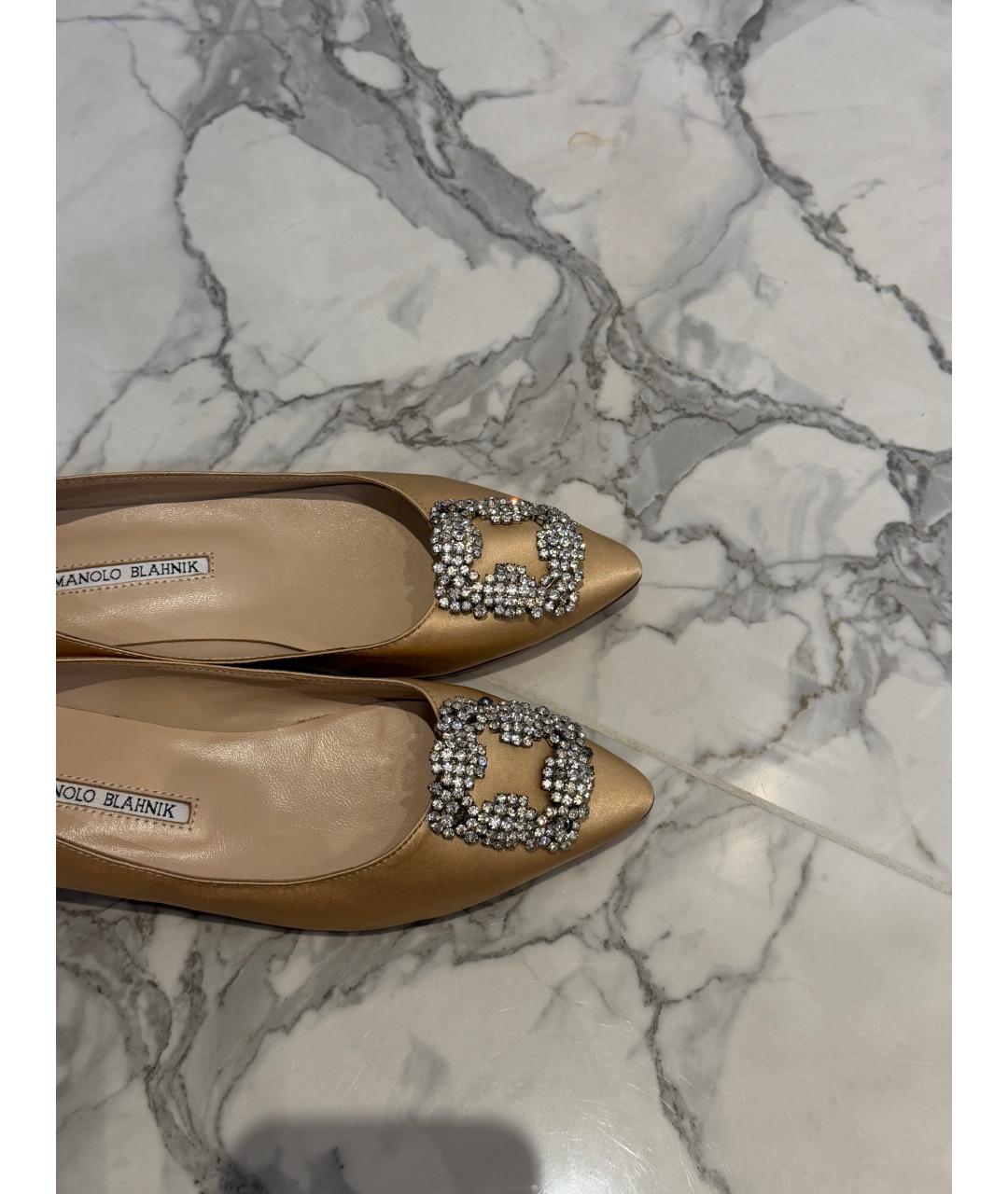 MANOLO BLAHNIK Бежевые текстильные балетки, фото 3