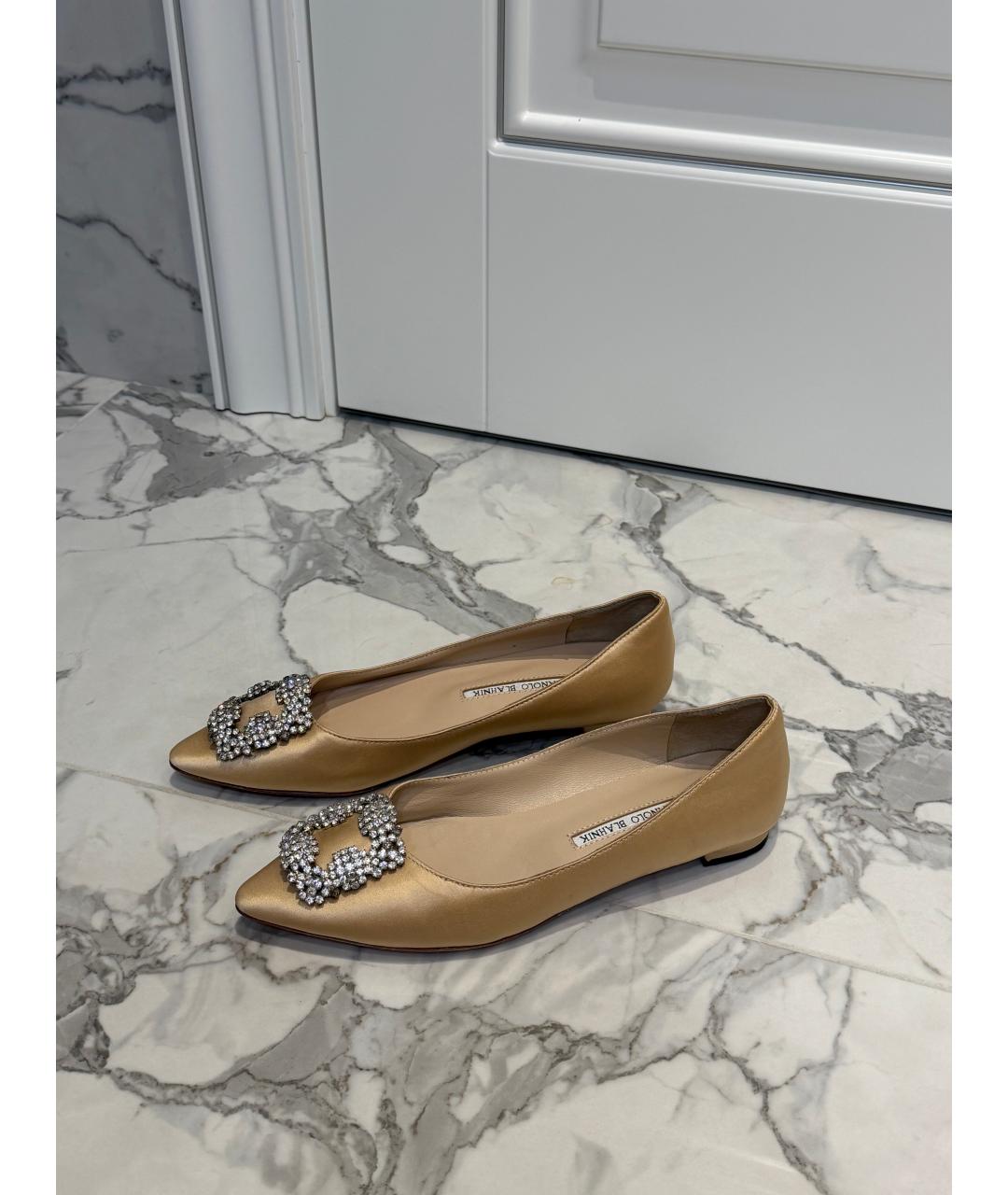 MANOLO BLAHNIK Бежевые текстильные балетки, фото 7