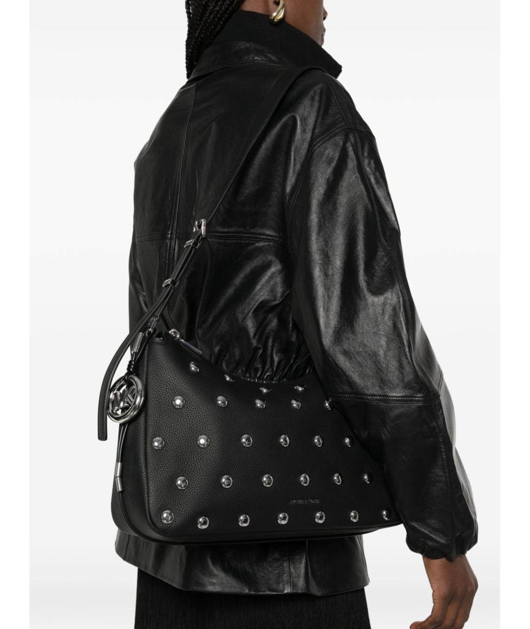 MICHAEL KORS Черная кожаная сумка через плечо, фото 4