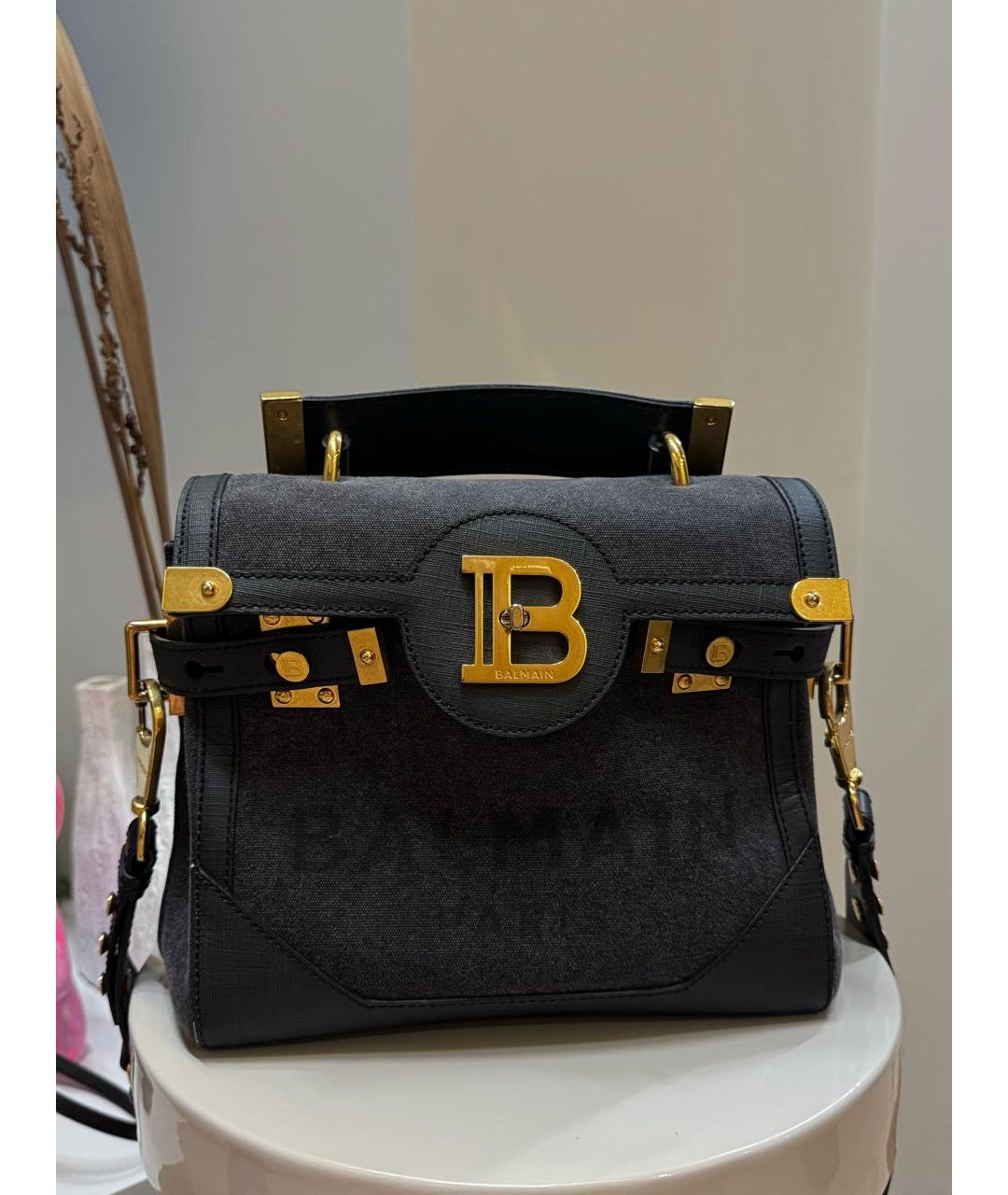 BALMAIN Темно-синяя тканевая сумка через плечо, фото 9