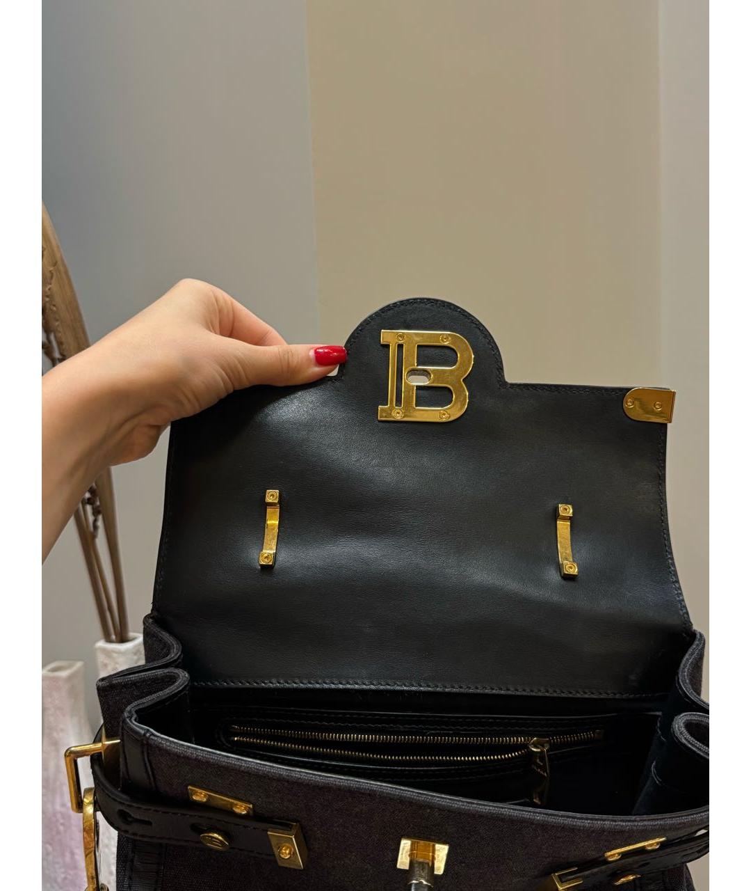 BALMAIN Темно-синяя тканевая сумка через плечо, фото 4