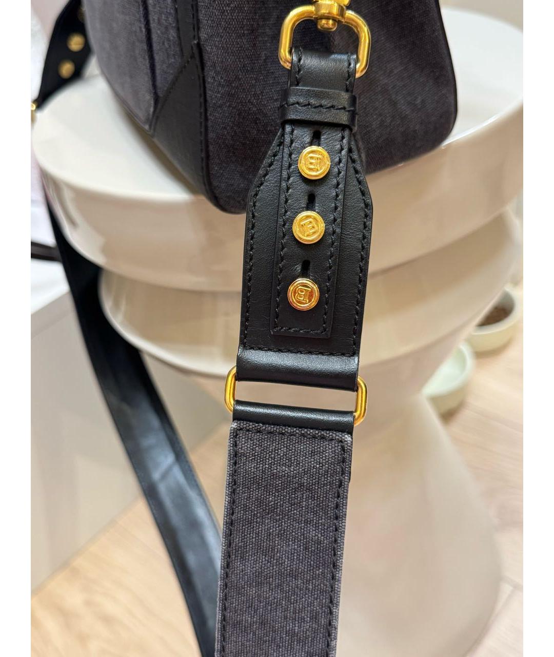 BALMAIN Темно-синяя тканевая сумка через плечо, фото 6