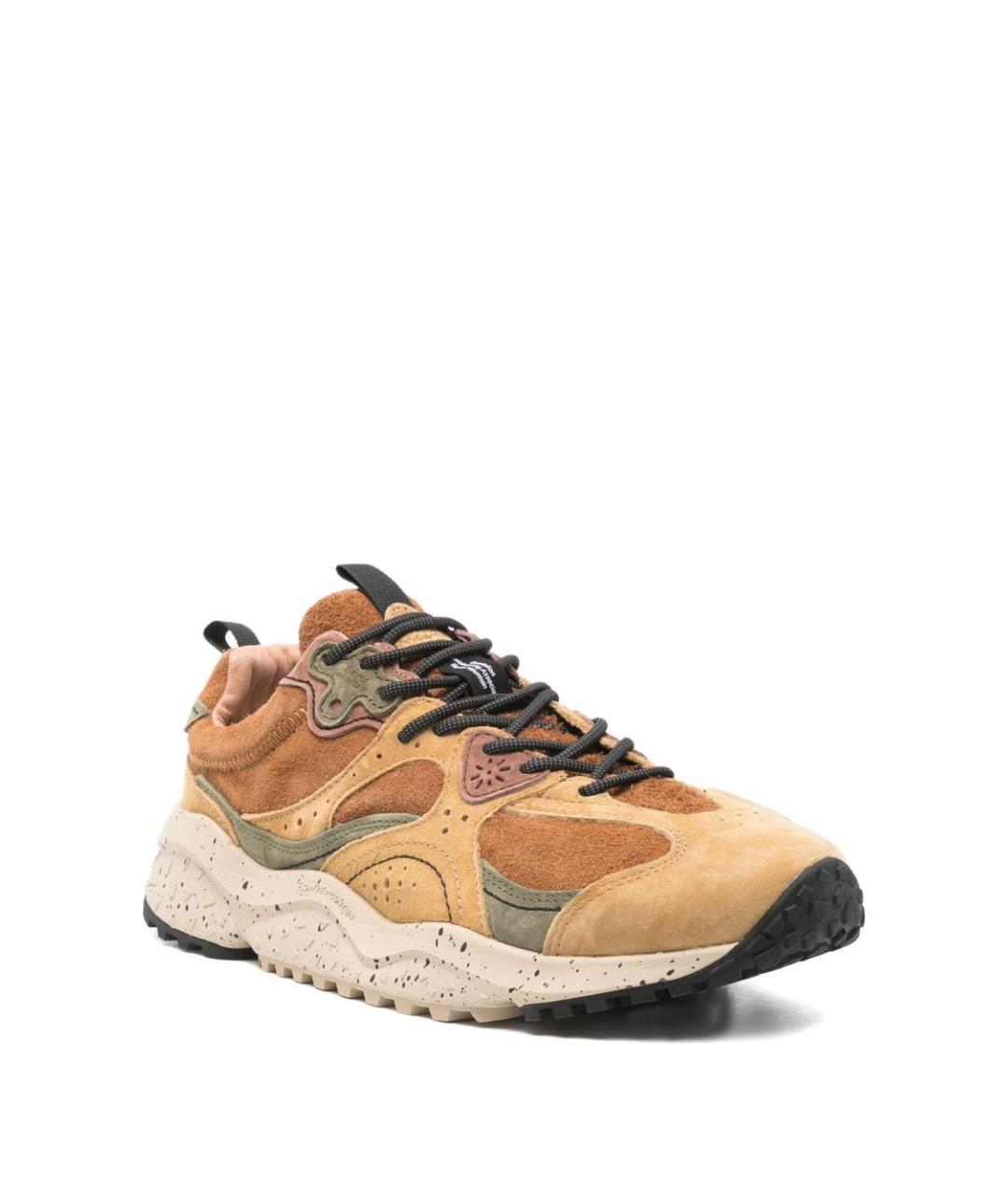 Flower Mountain Бежевые кожаные низкие кроссовки / кеды, фото 4