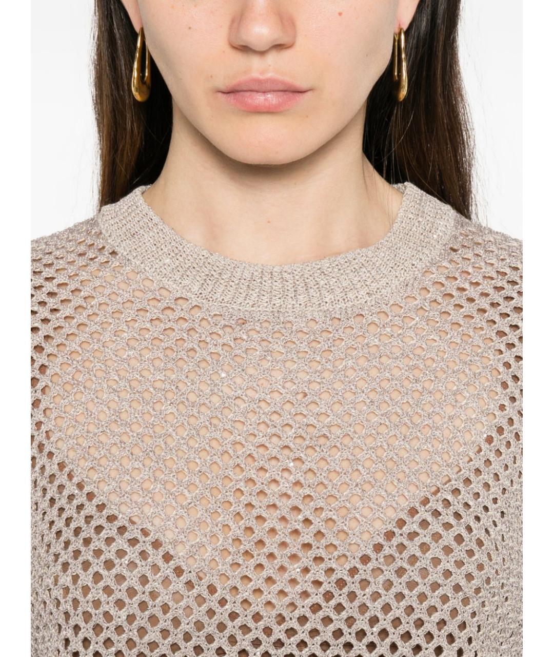 PESERICO Коричневый хлопковый джемпер / свитер, фото 5